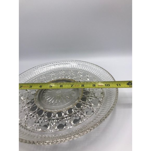 Vintage 1970’s Federal Glass Windor pattern clear button & cane footed plate. - Picture 9 of 9